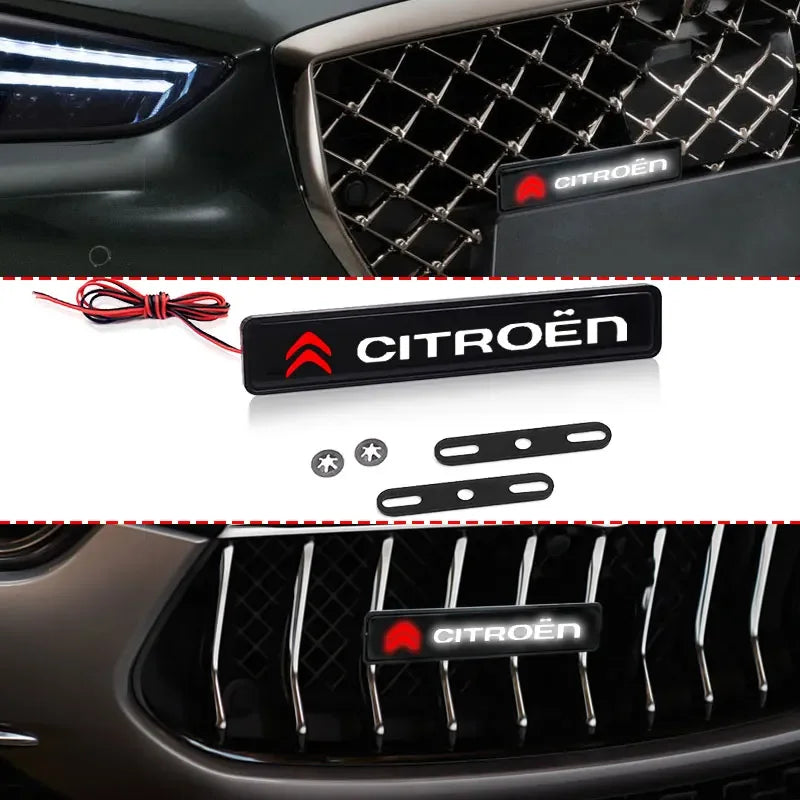 LED Front Hood Grille Emblem Badge Decorative Car Light For Citroen C1 C3 C4 C5 C6 2CV VTS Picasso Cross Cactus C4L DS3 DS4 DS5