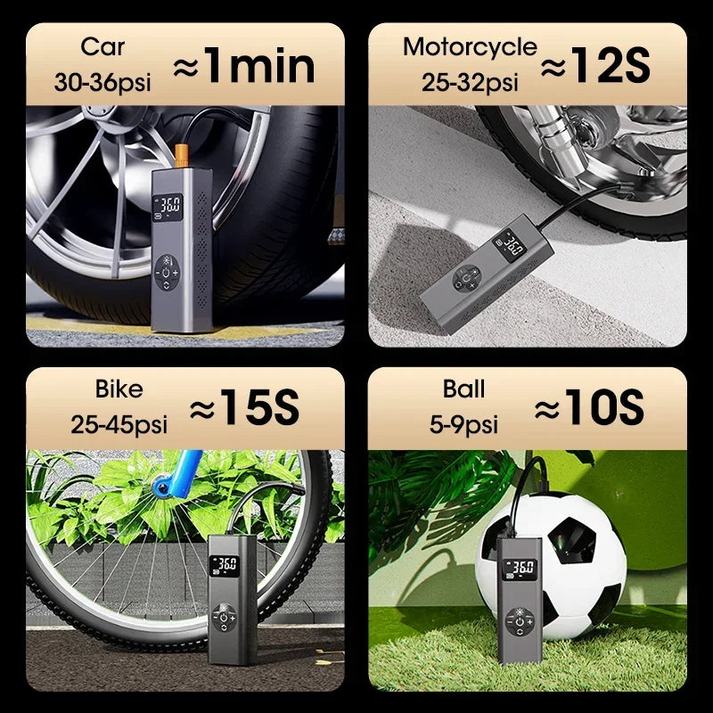 Vtopek Air Pump Portable Wireless Electric Tire Inflator For Car Bicycle Motorcycle Air Compressor Injector Bike MTB Accessories