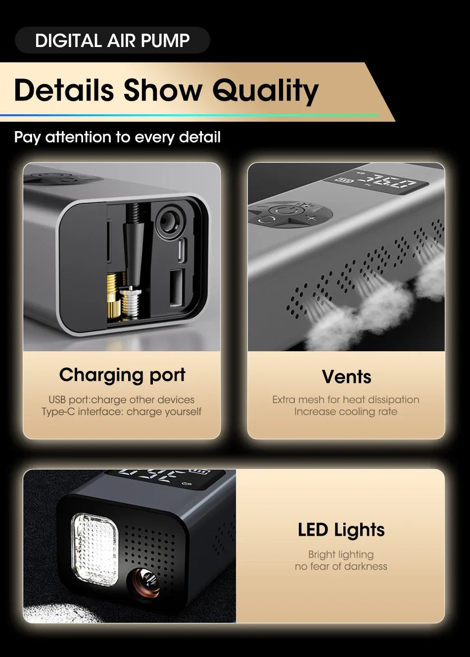 Vtopek Air Pump Portable Wireless Electric Tire Inflator For Car Bicycle Motorcycle Air Compressor Injector Bike MTB Accessories