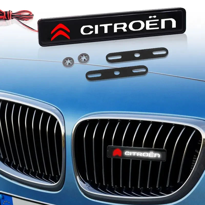 LED Front Hood Grille Emblem Badge Decorative Car Light For Citroen C1 C3 C4 C5 C6 2CV VTS Picasso Cross Cactus C4L DS3 DS4 DS5