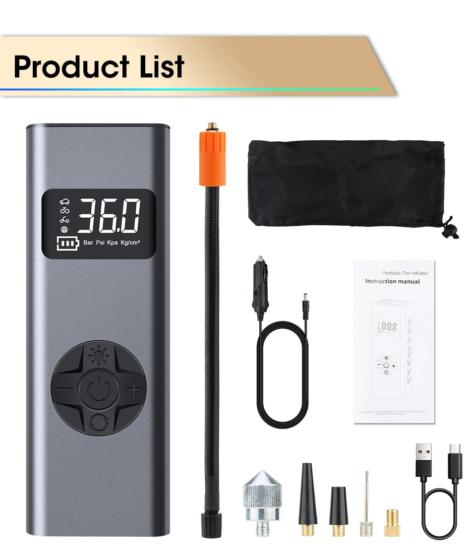 Vtopek Air Pump Portable Wireless Electric Tire Inflator For Car Bicycle Motorcycle Air Compressor Injector Bike MTB Accessories